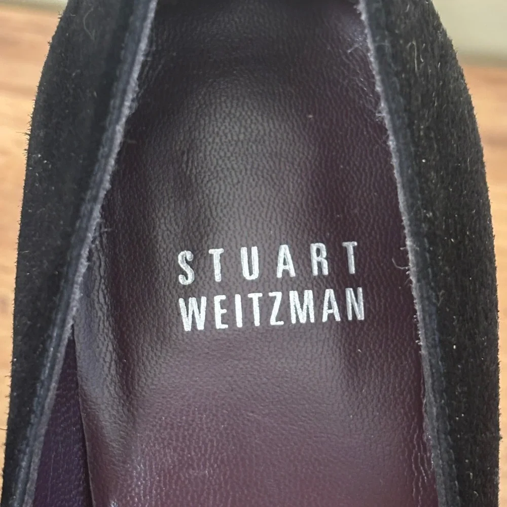 STUART WEITZMAN Suede D'Orsay Peep Toe Pumps Black Women Size 7 Formal‎ Stiletto